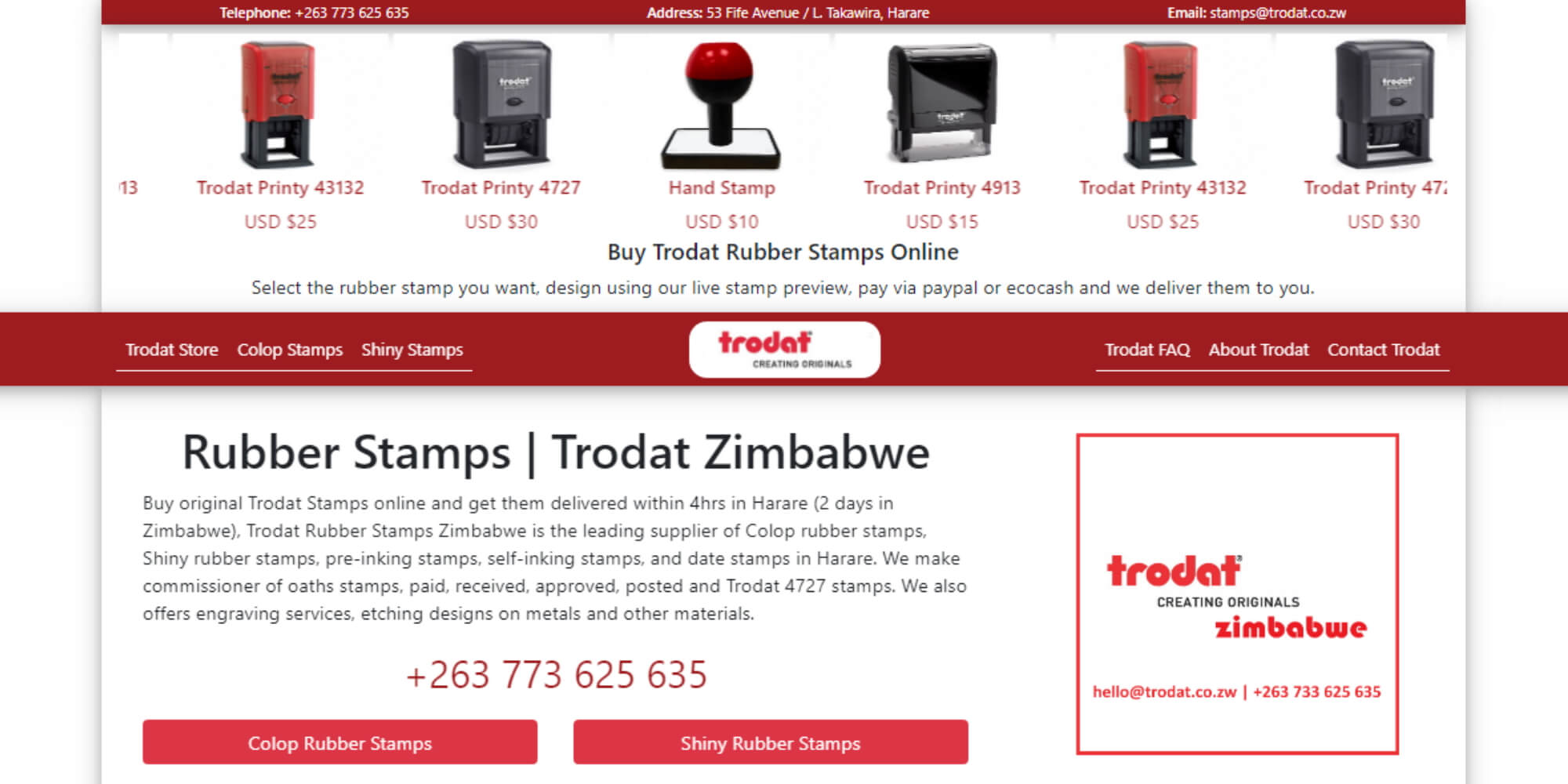 Rubber Stamp Trodat Zimbabwe Website